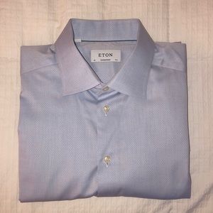 ETON Pin-Dot Solid Blue Shirt